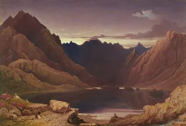 Loch Coruisk, Isle of Skye – Dawn, cca 1826-32 (Wc a žvýkačka položená na kartě)